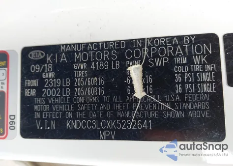 2019 Kia Niro Ex from USA, damaged, VIN KNDCC3LCXK5232641